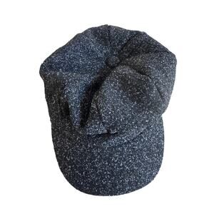 Vintage Black Textured Newsboy Cap • Tweed Look Puffy Pageboy Hat